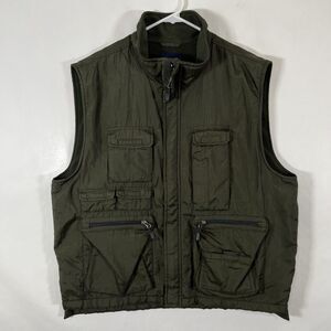 Vintage Gap Full Zip Utility Vest Mens Size Large Green Tactical Military Nylon